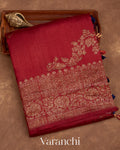 Maroon Lehariya Pure Raw Silk Handloom Saree