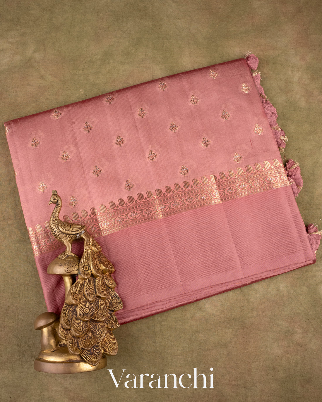 Dusty Pink Pure Dupion Silk Saree