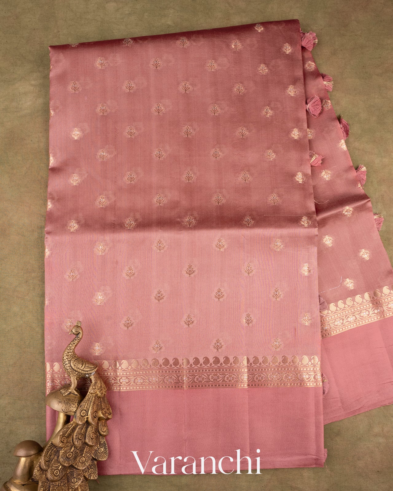 Dusty Pink Pure Dupion Silk Saree