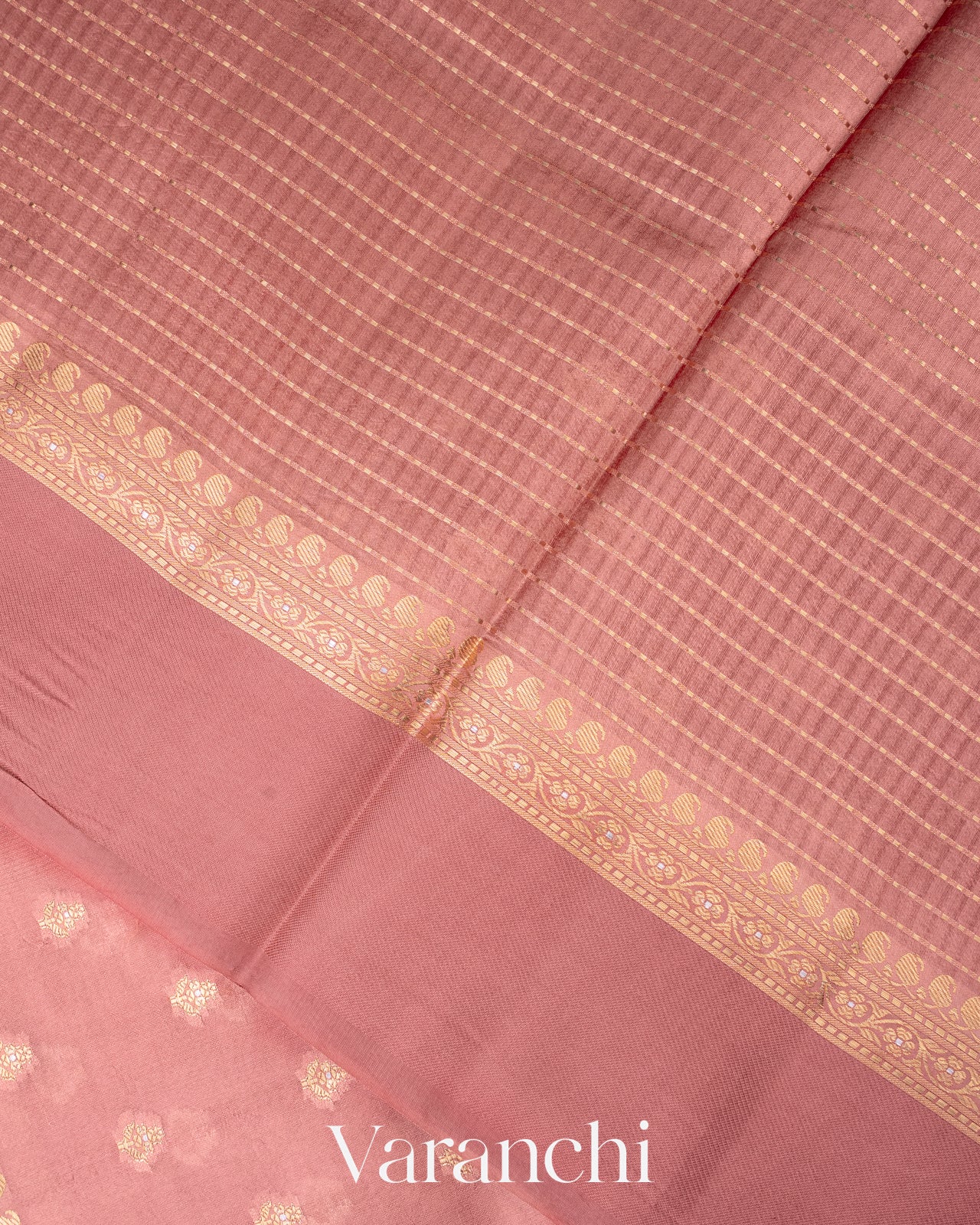 Dusty Pink Pure Dupion Silk Saree