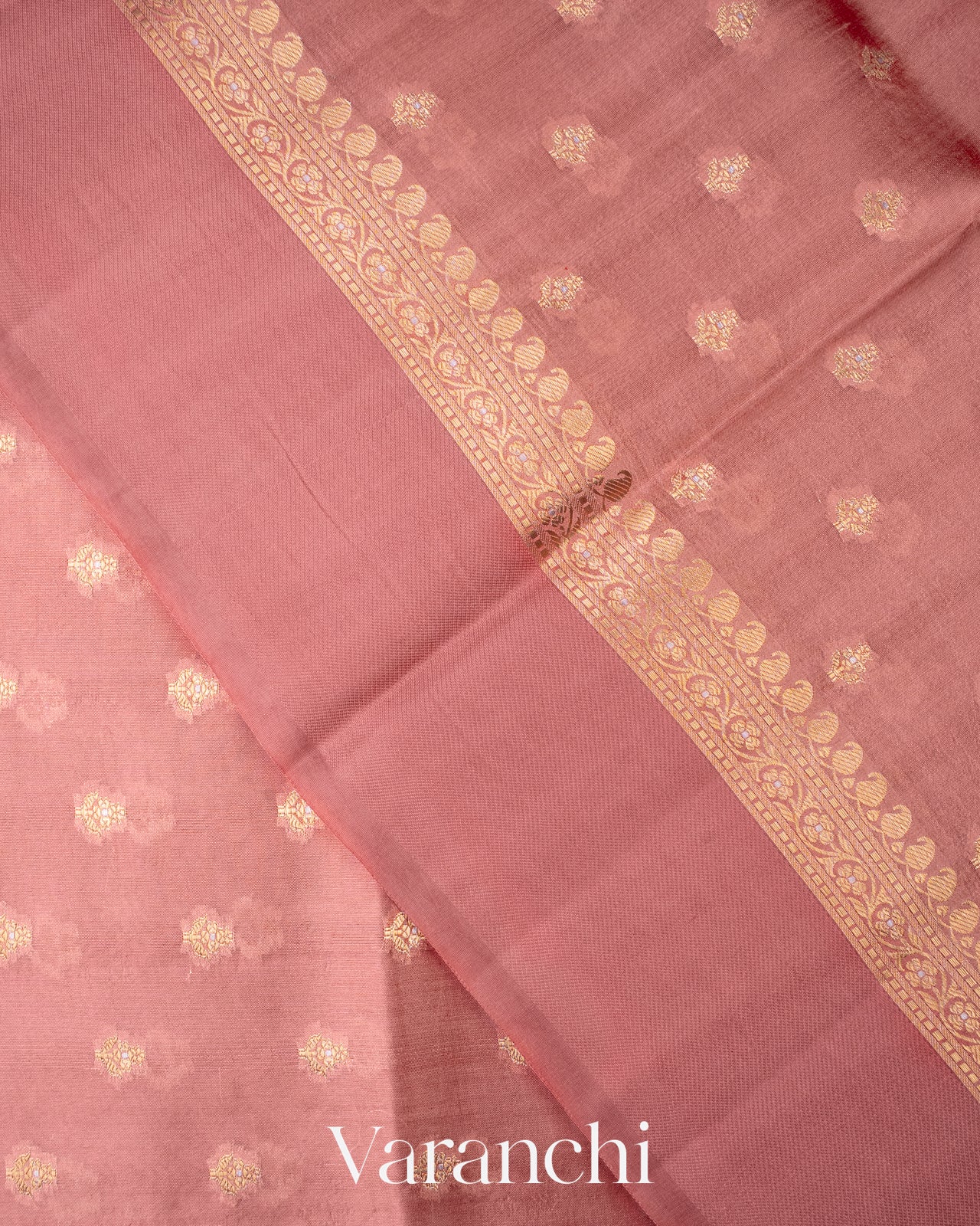 Dusty Pink Pure Dupion Silk Saree