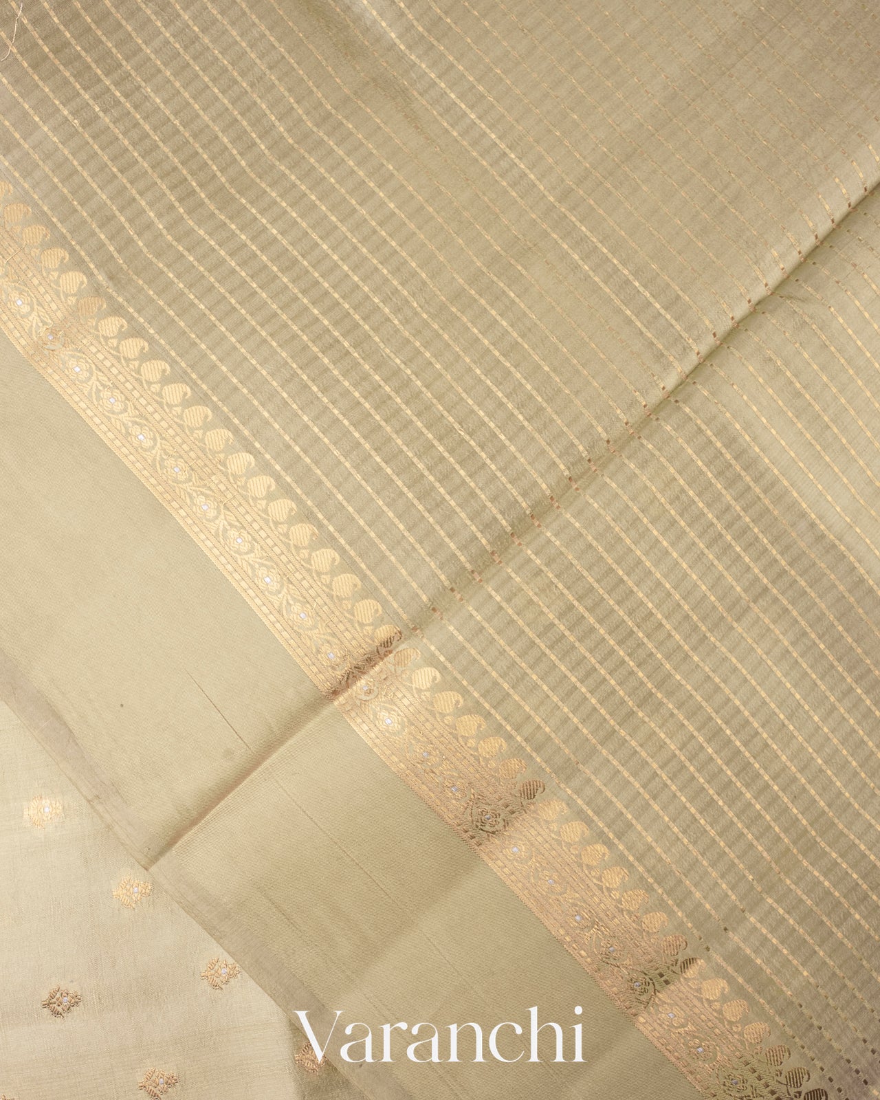 Frosted Sage Pure Dupion Silk Saree