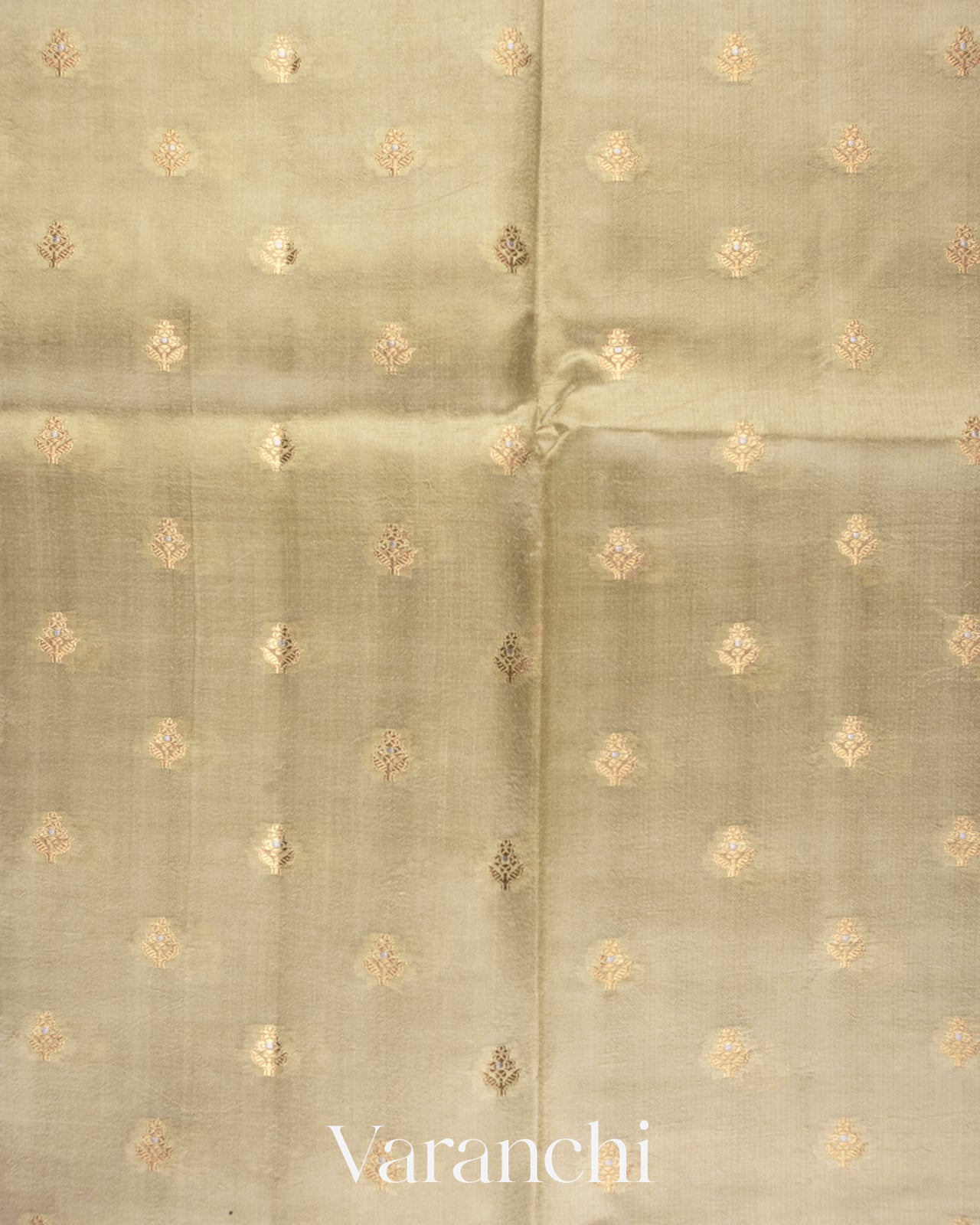 Frosted Sage Pure Dupion Silk Saree