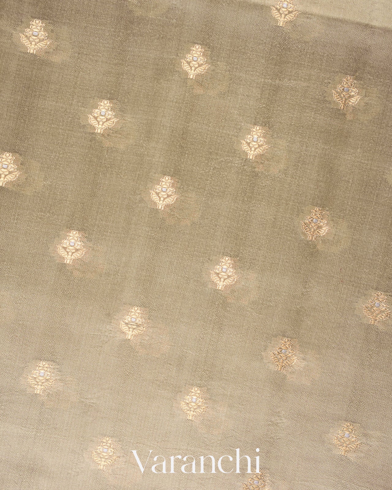 Frosted Sage Pure Dupion Silk Saree
