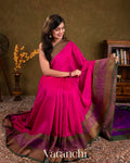 Rani Pink Pure Dupion Silk Handloom Saree