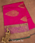 Rani Pink Pure Dupion Silk Handloom Saree