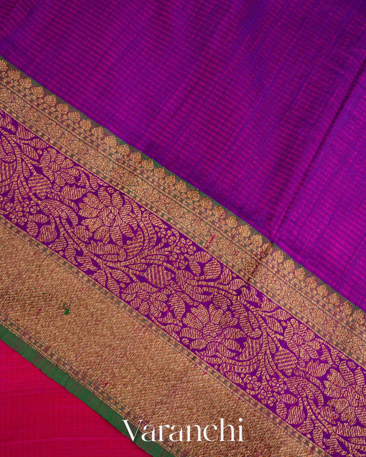 Rani Pink Pure Dupion Silk Handloom Saree