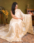 Ivory Pure Dupion Silk Saree