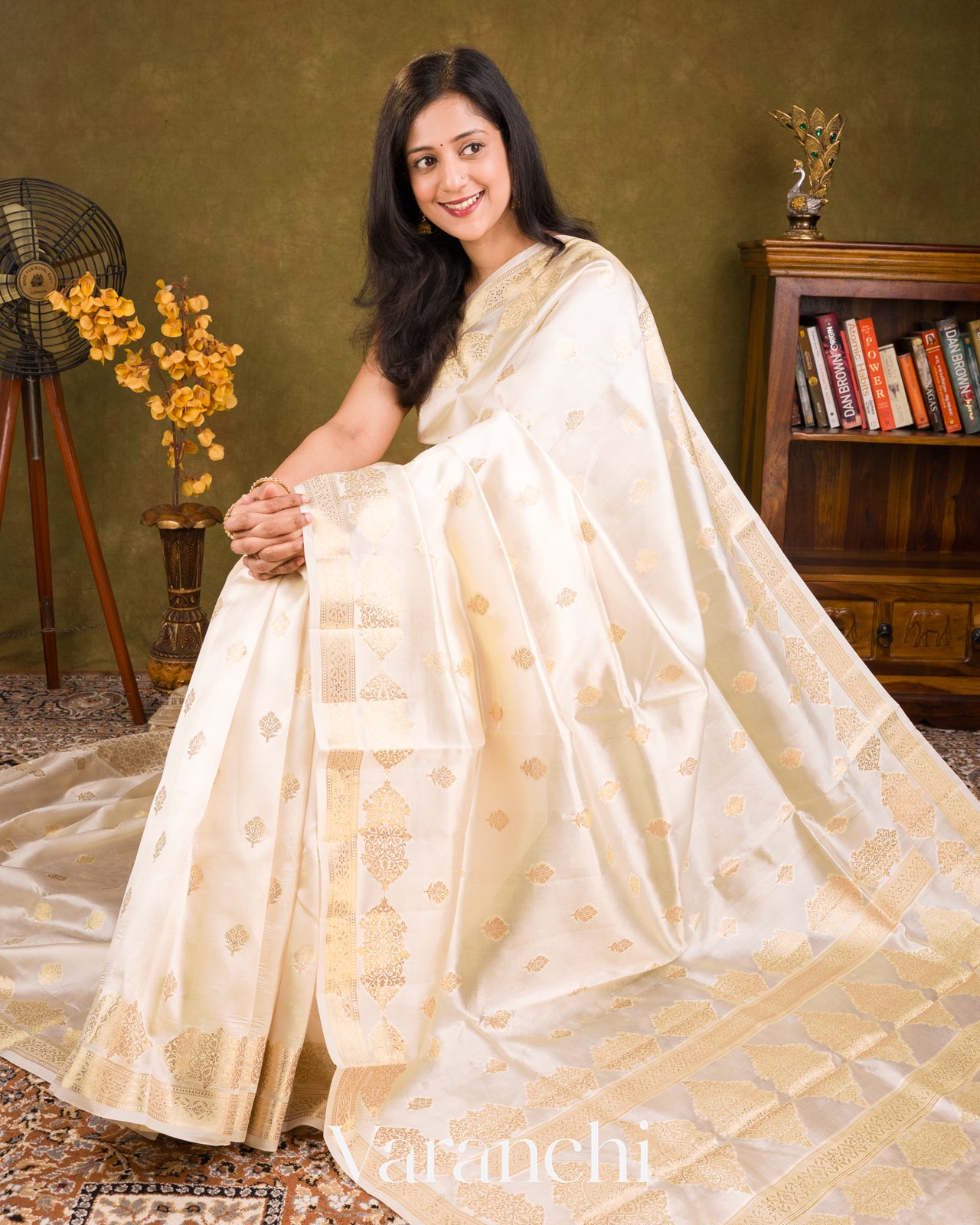 Ivory Pure Dupion Silk Saree