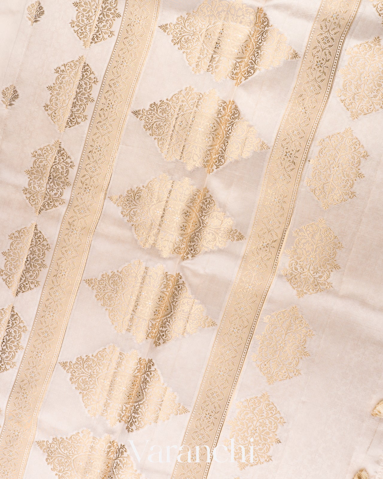 Ivory Pure Dupion Silk Saree