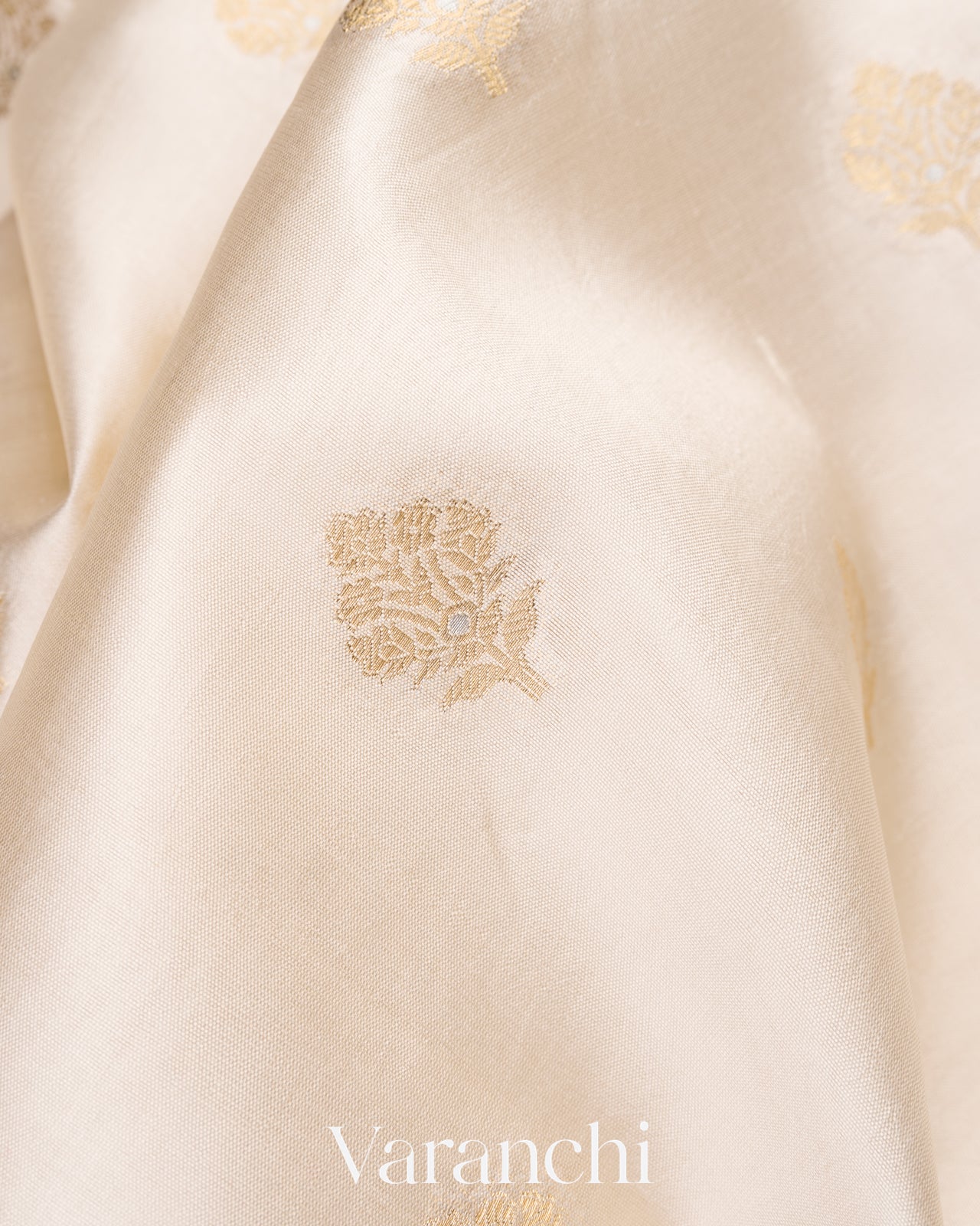 Ivory Pure Dupion Silk Saree