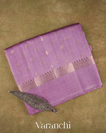 Lavender Pure Dupion Silk Saree