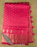 Reddish Pink Pure Dupion Silk Handloom Saree