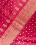 Reddish Pink Pure Dupion Silk Handloom Saree