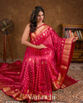 Reddish Pink Pure Dupion Silk Handloom Saree