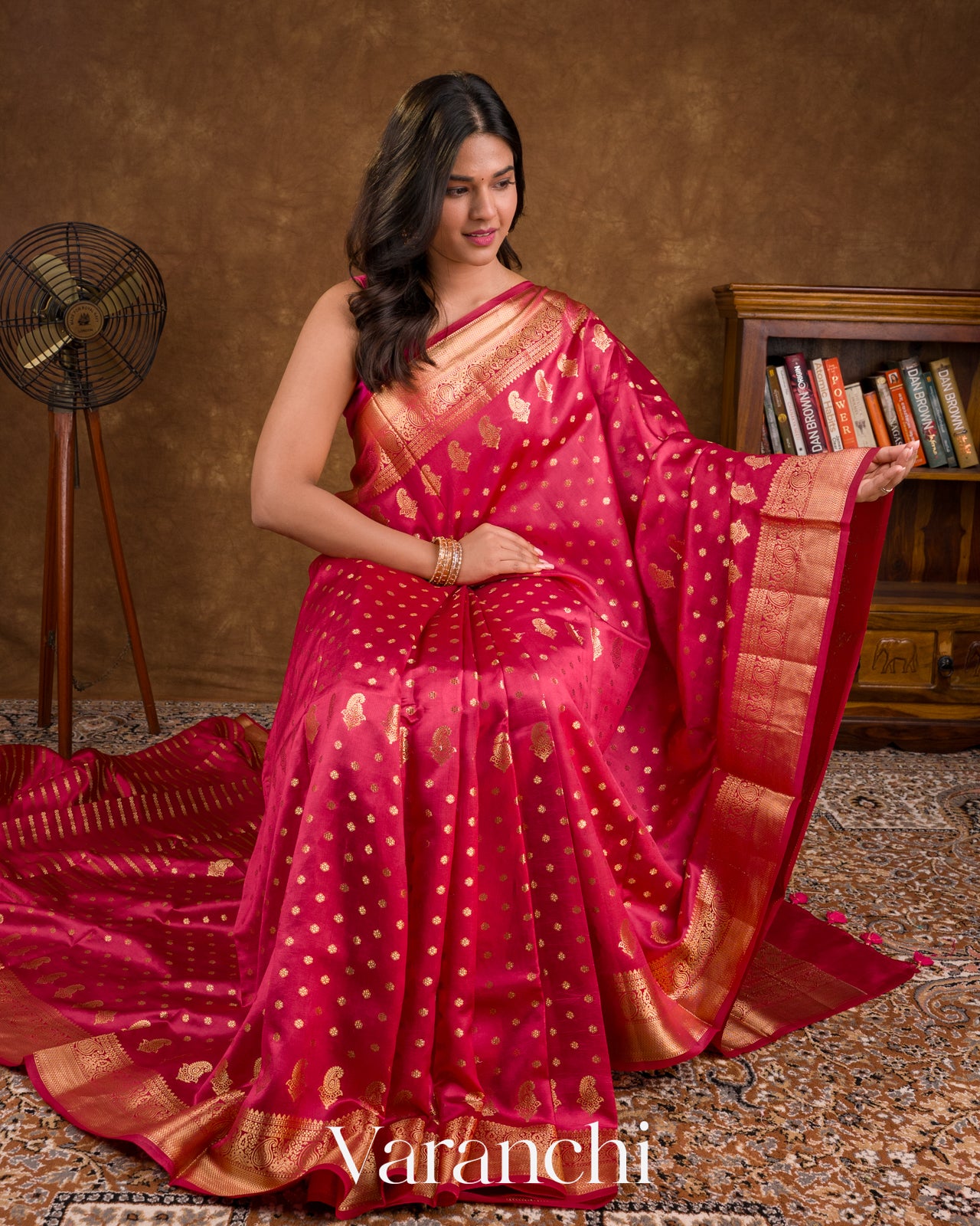 Reddish Pink Pure Dupion Silk Handloom Saree