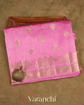 Lotus Pink Pure Dupion Silk Saree