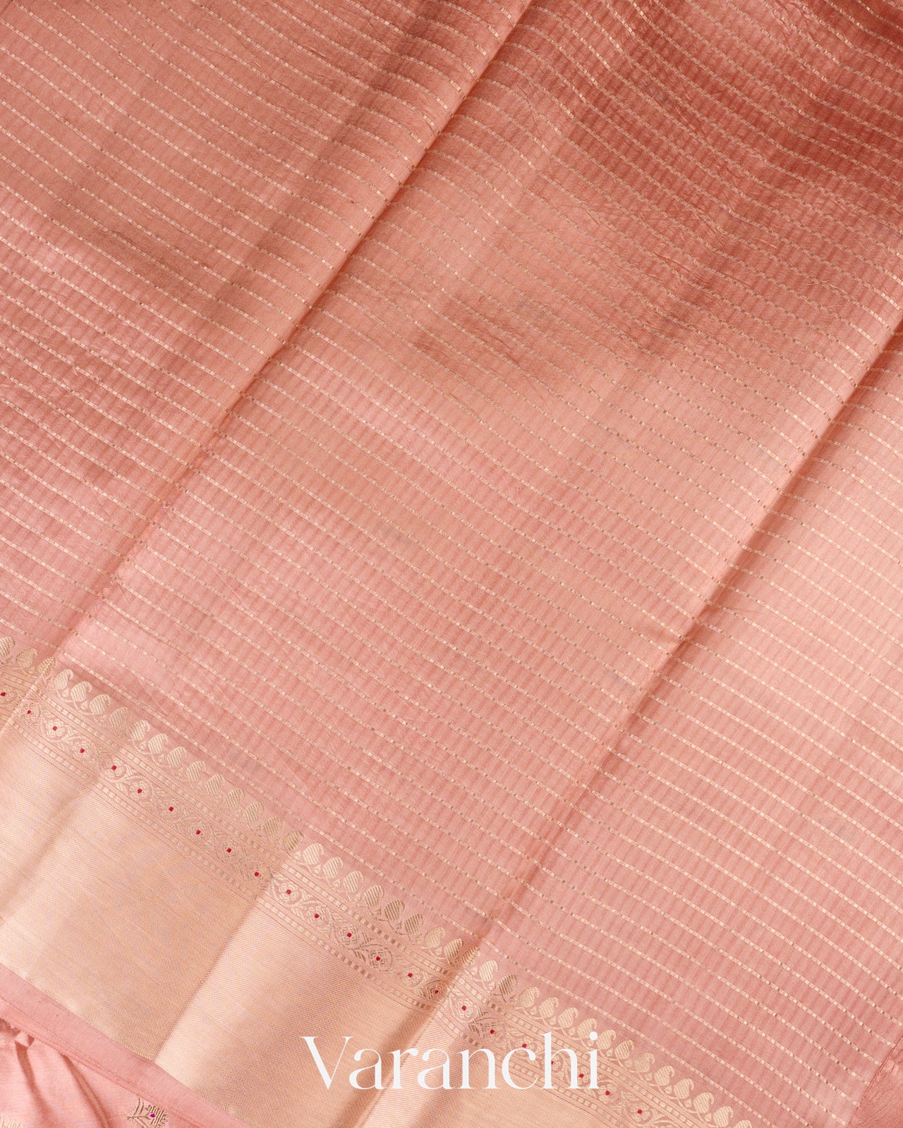 Coral Peach Pure Dupion Silk Saree
