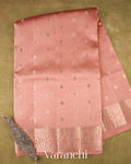 Dusty Peach Floral Brocade Pure Dupion Silk Saree