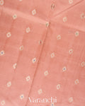 Dusty Peach Floral Brocade Pure Dupion Silk Saree