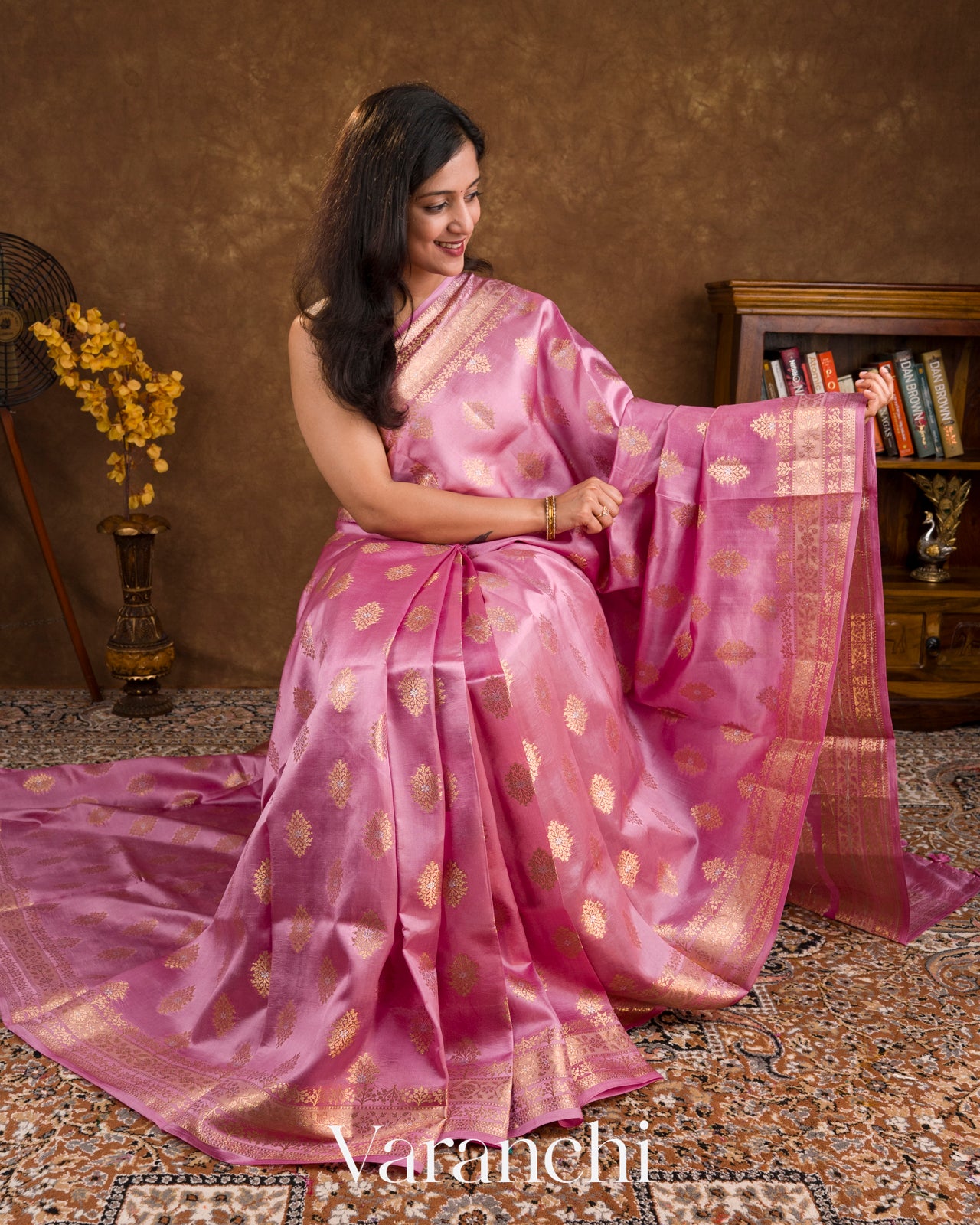 Rose Pink Pure Dupion Silk Saree