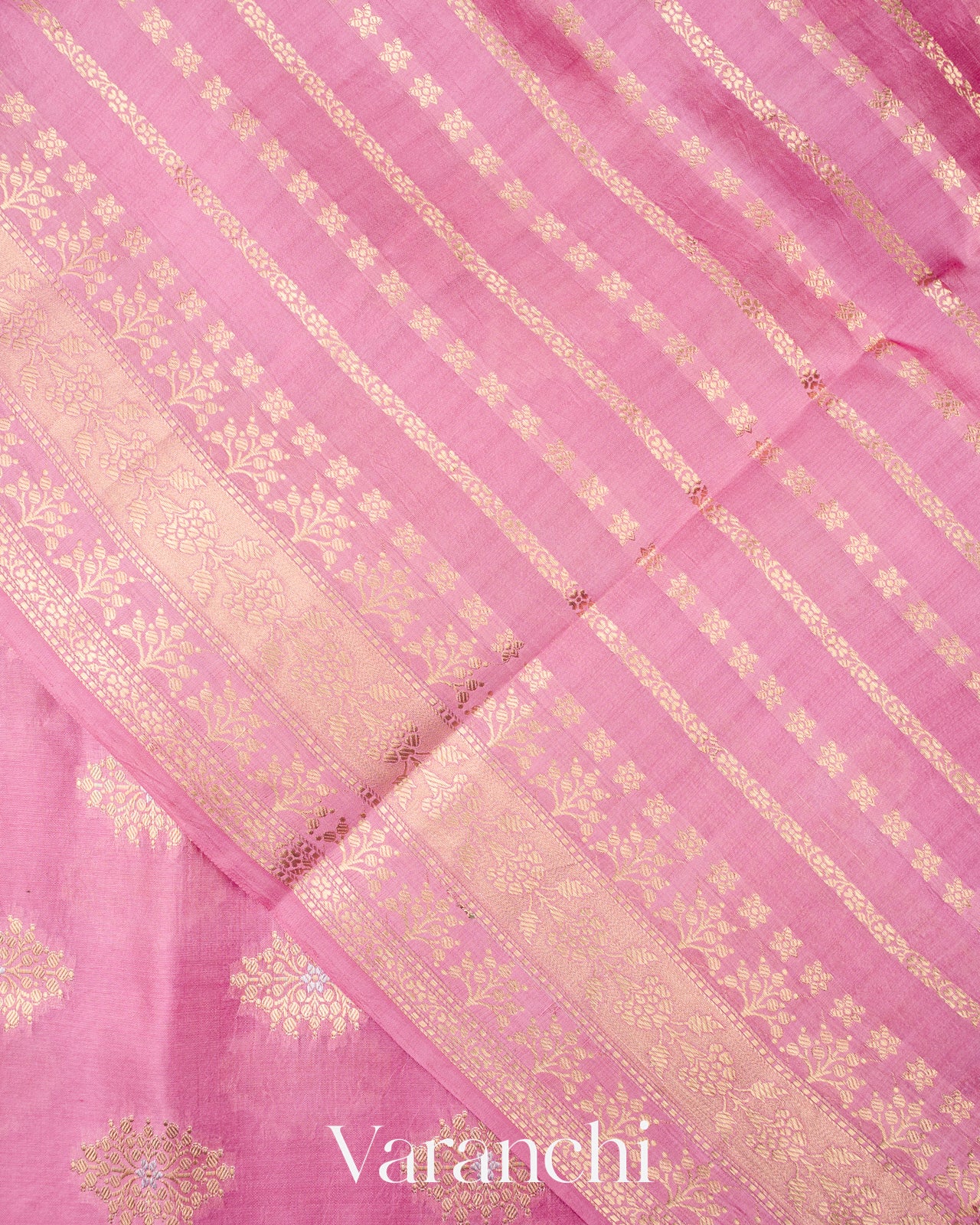 Rose Pink Pure Dupion Silk Saree