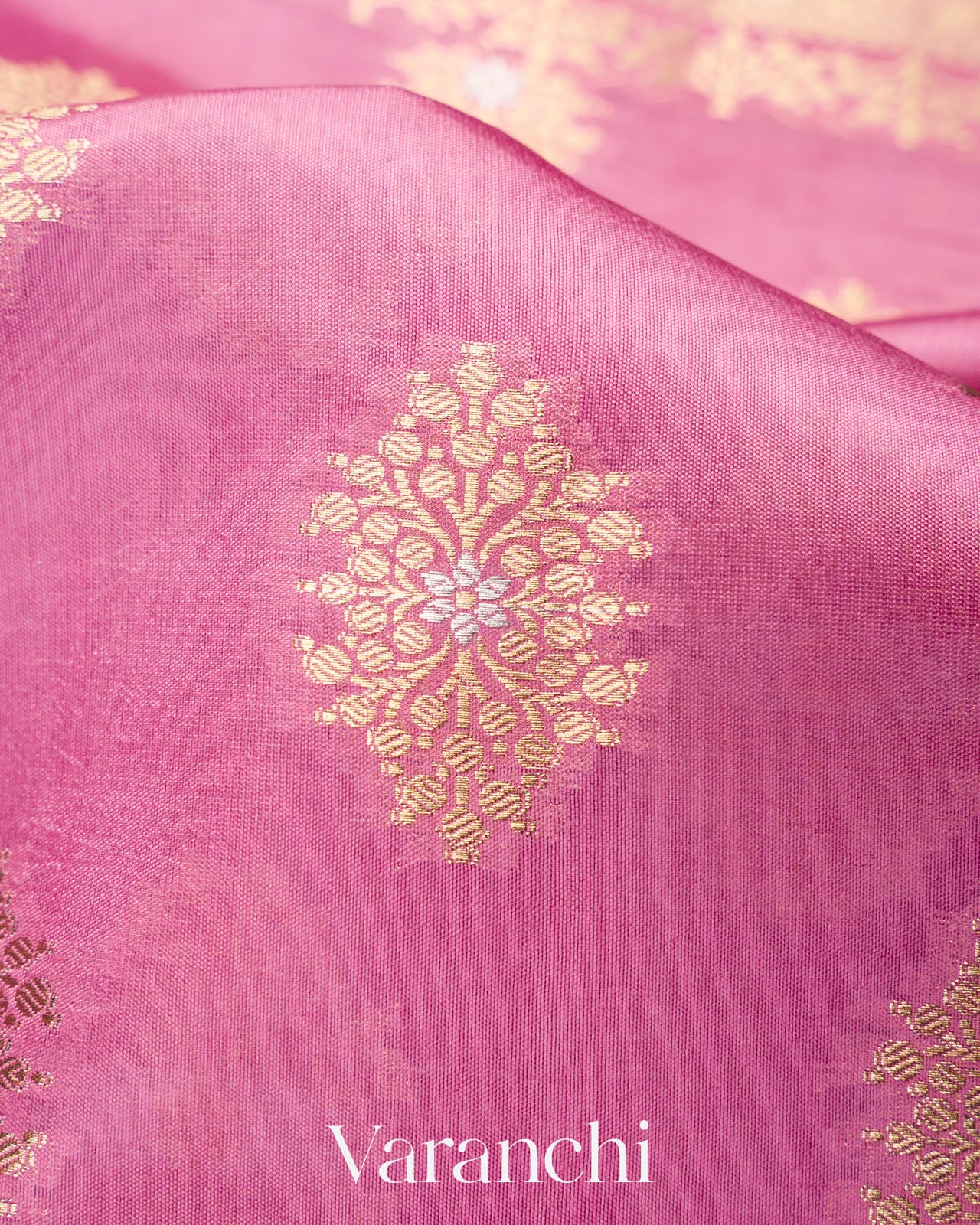 Rose Pink Pure Dupion Silk Saree