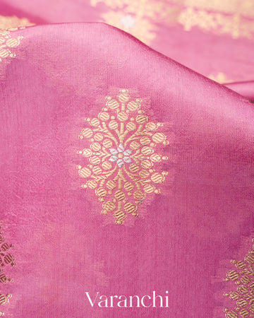 Rose Pink Pure Dupion Silk Saree