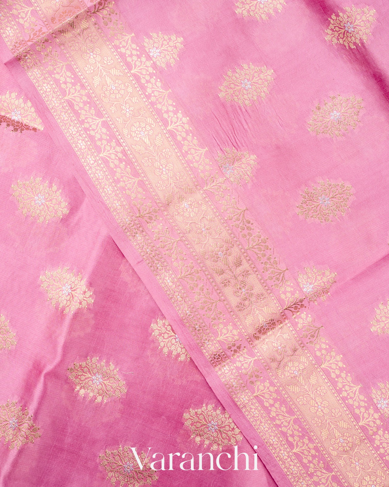 Rose Pink Pure Dupion Silk Saree