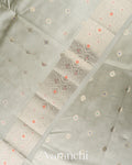 Sage Grey Pure Dupion Silk Saree 
