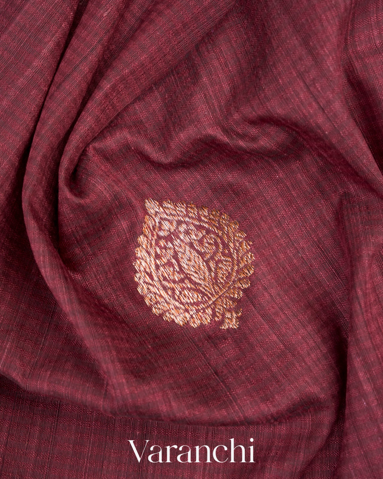 Dark Wine Pure Dupion Silk Handloom Saree