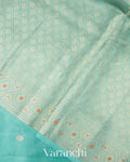 Turquoise Blue Floral Brocade Pure Dupion Silk Saree   
