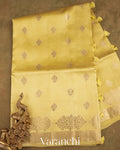 Olive Yellow Pure Dupion Silk Saree