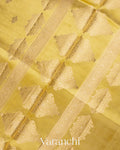 Olive Yellow Pure Dupion Silk Saree