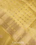 Olive Yellow Pure Dupion Silk Saree