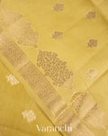 Olive Yellow Pure Dupion Silk Saree
