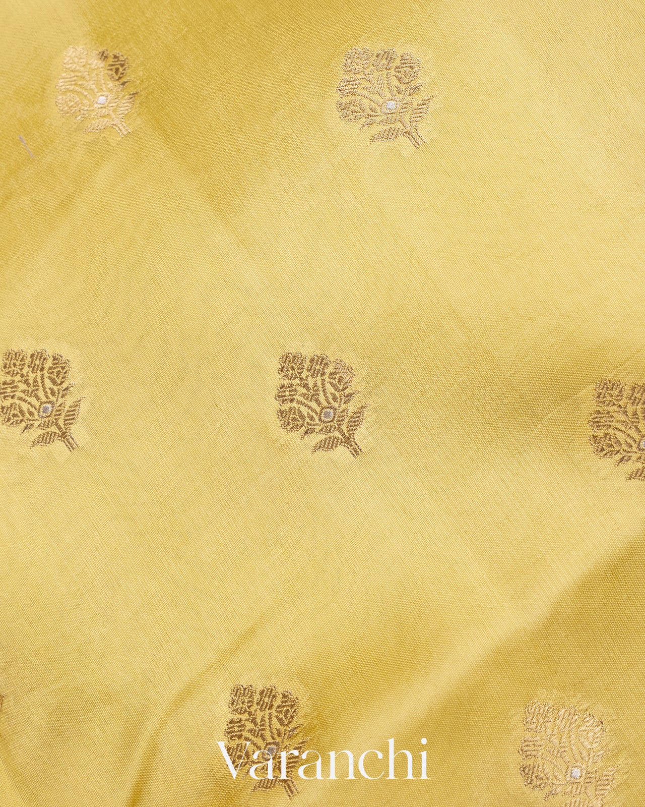 Olive Yellow Pure Dupion Silk Saree