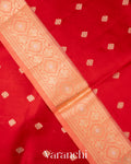 Bright Red Pure Dupion Silk Saree