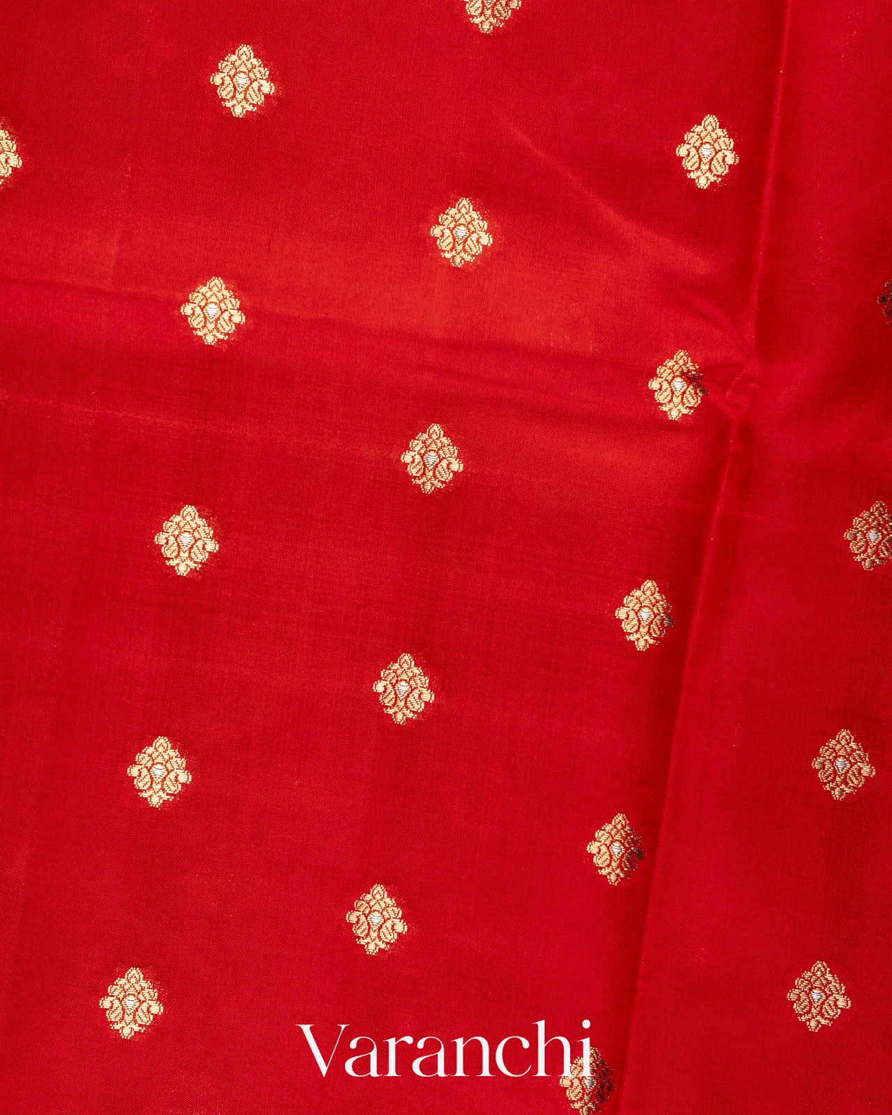Bright Red Pure Dupion Silk Saree
