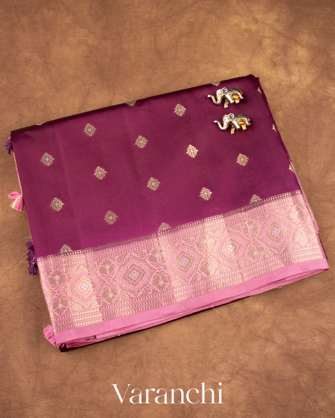 Deep Wine Pure Dupion Silk Saree
