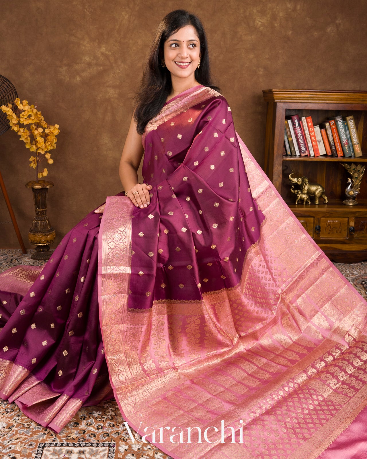 Deep Wine Pure Dupion Silk Saree