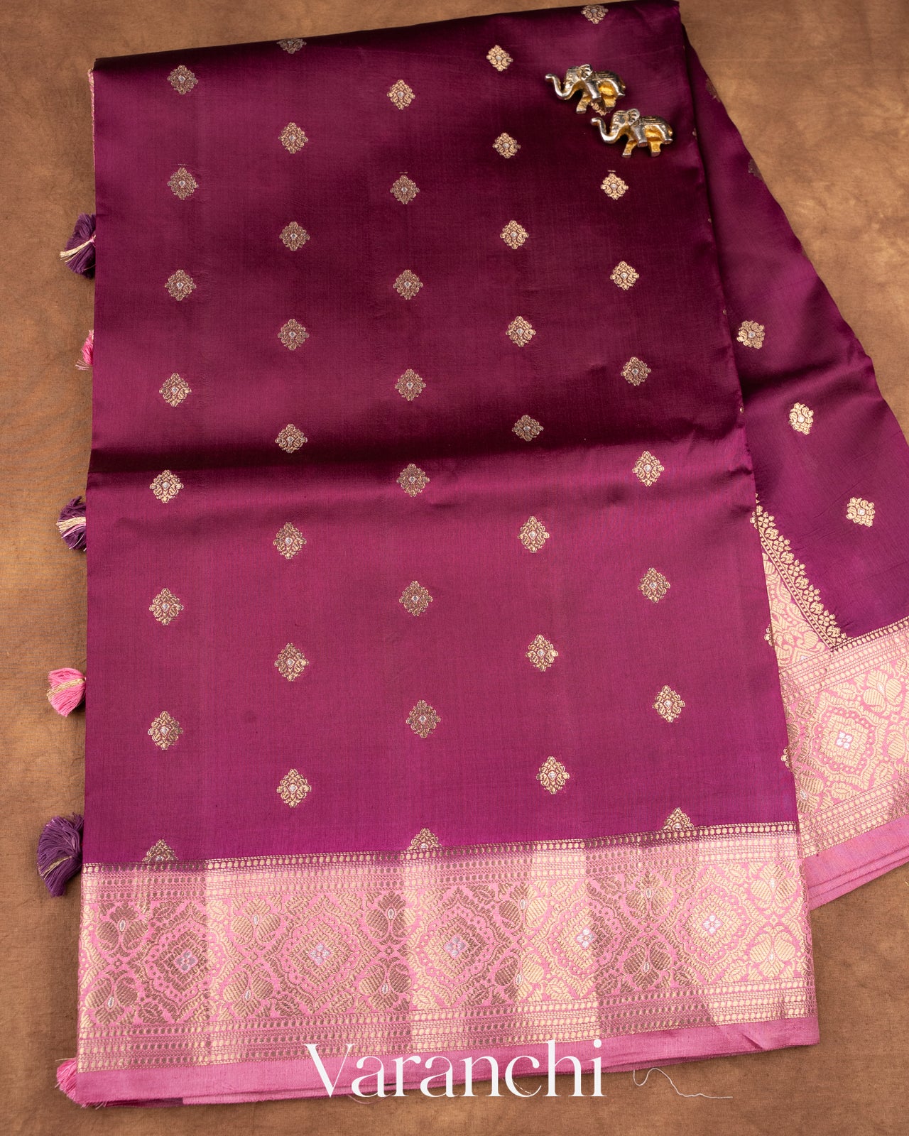 Deep Wine Pure Dupion Silk Saree