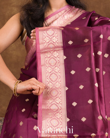 Deep Wine Pure Dupion Silk Saree