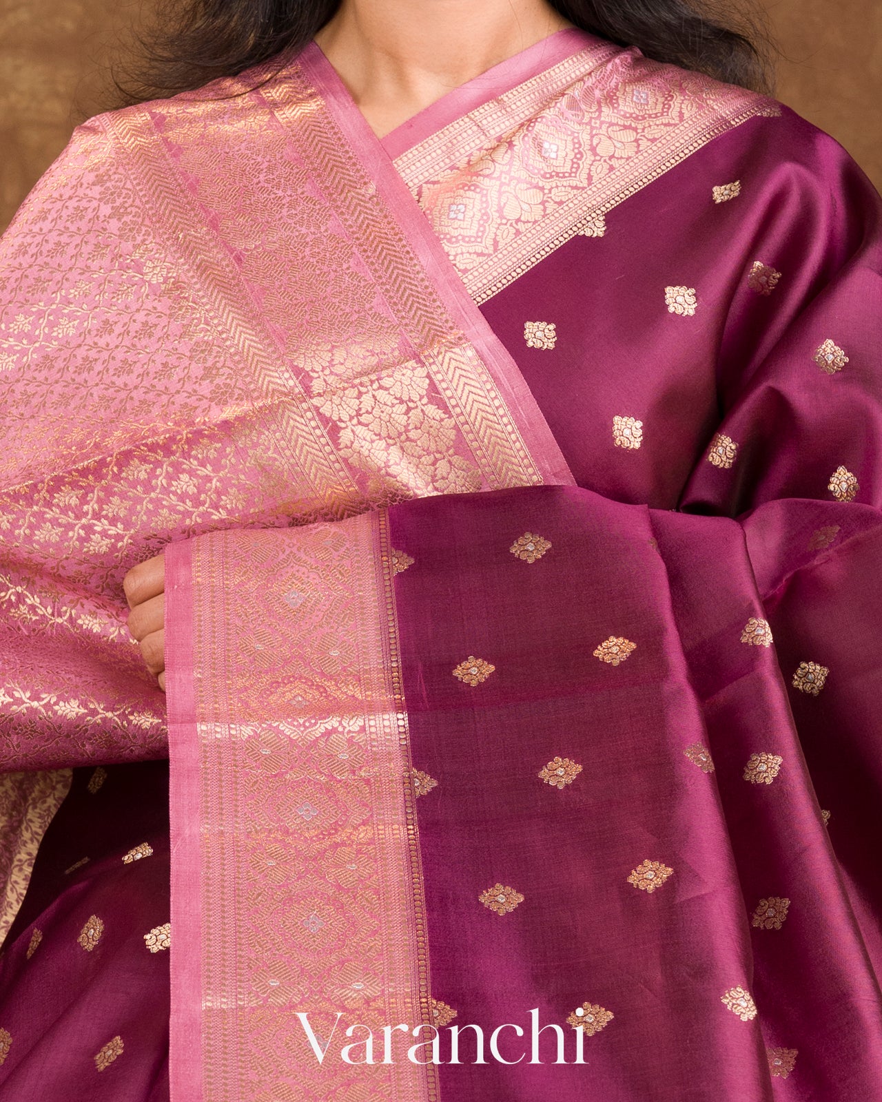 Deep Wine Pure Dupion Silk Saree