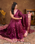 Deep Wine Pure Dupion Silk Saree