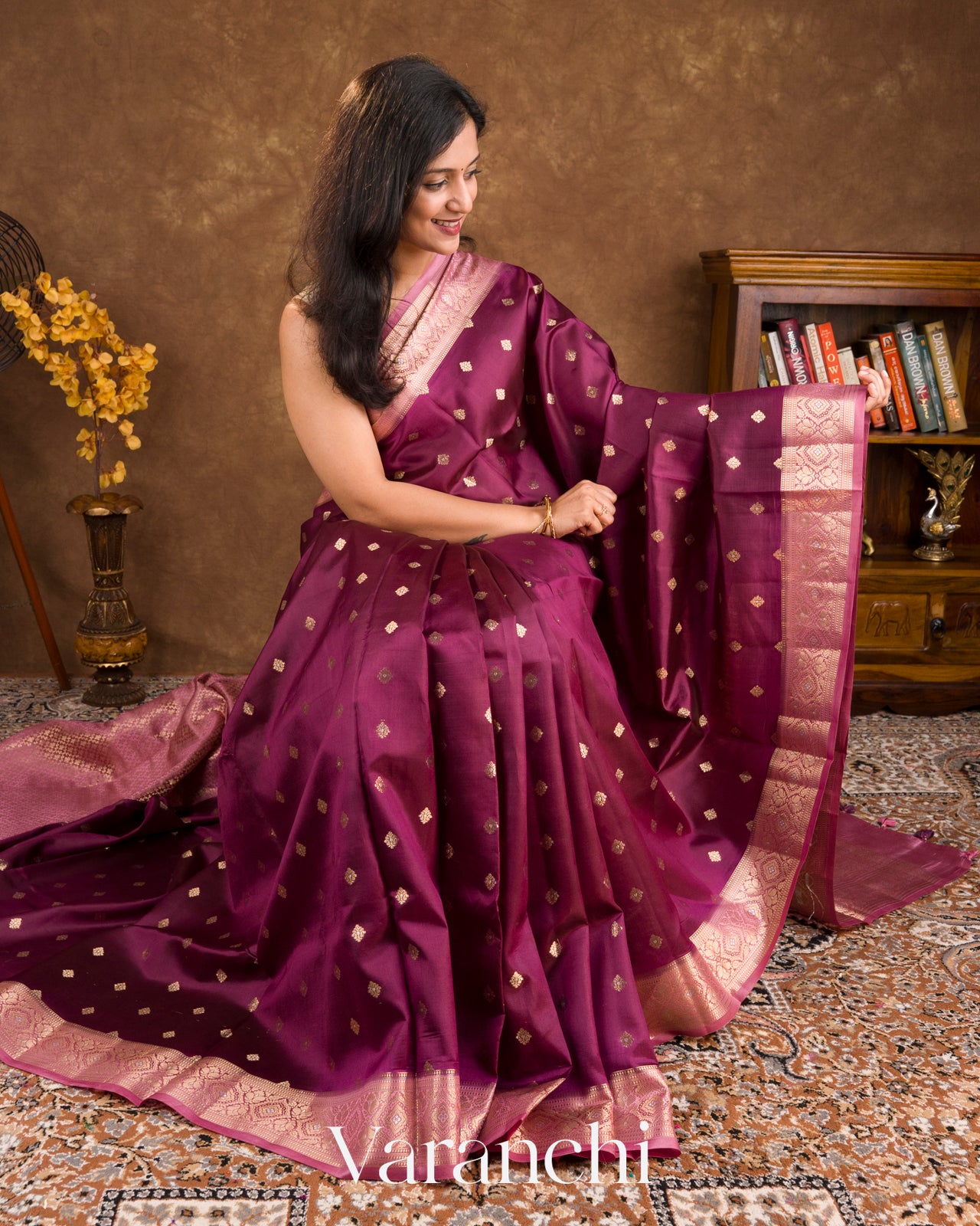 Deep Wine Pure Dupion Silk Saree