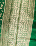 Emerald Green Floral Brocade Pure Dupion Silk Saree