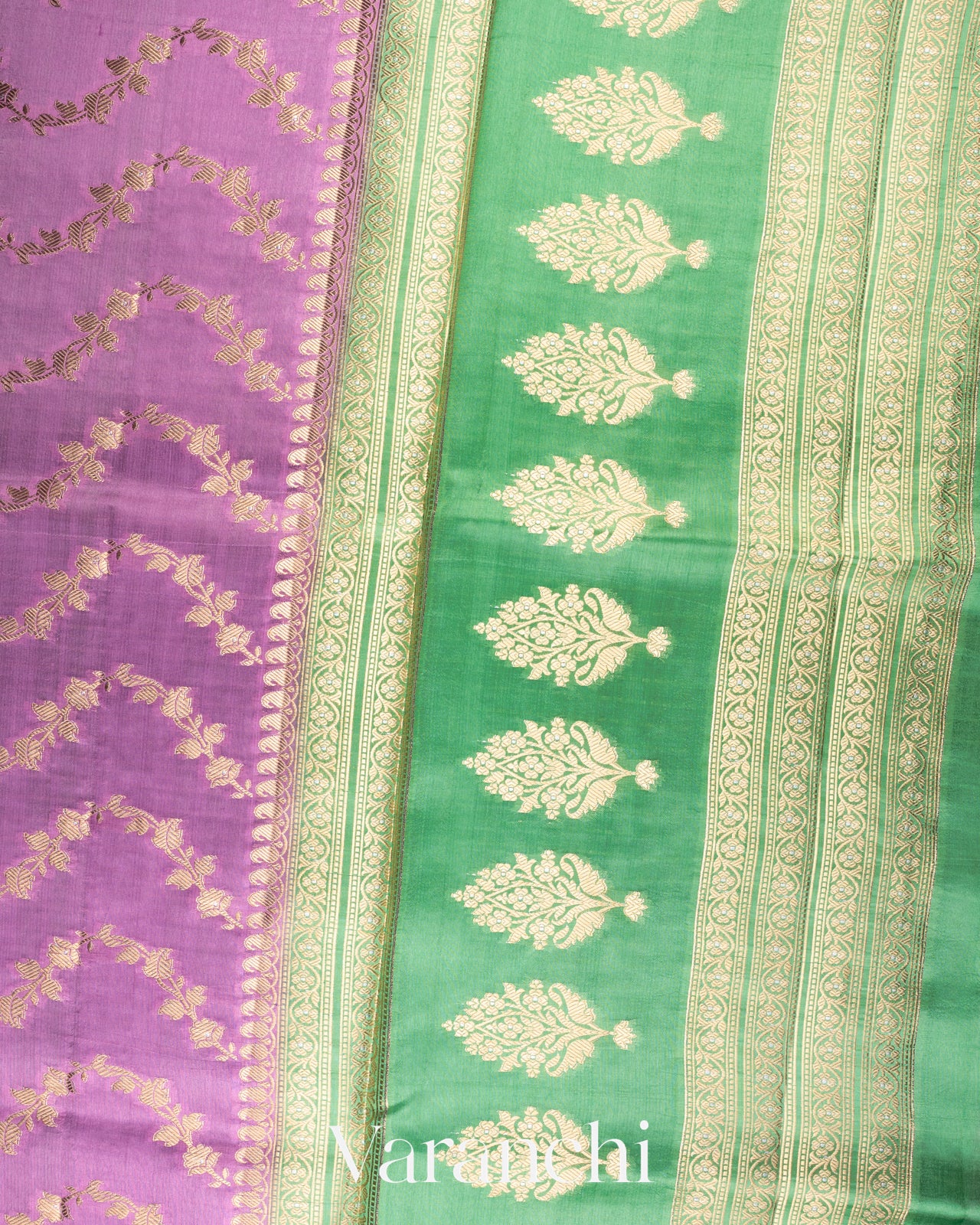 Lavender Creeper Design Pure Dupion Silk Saree