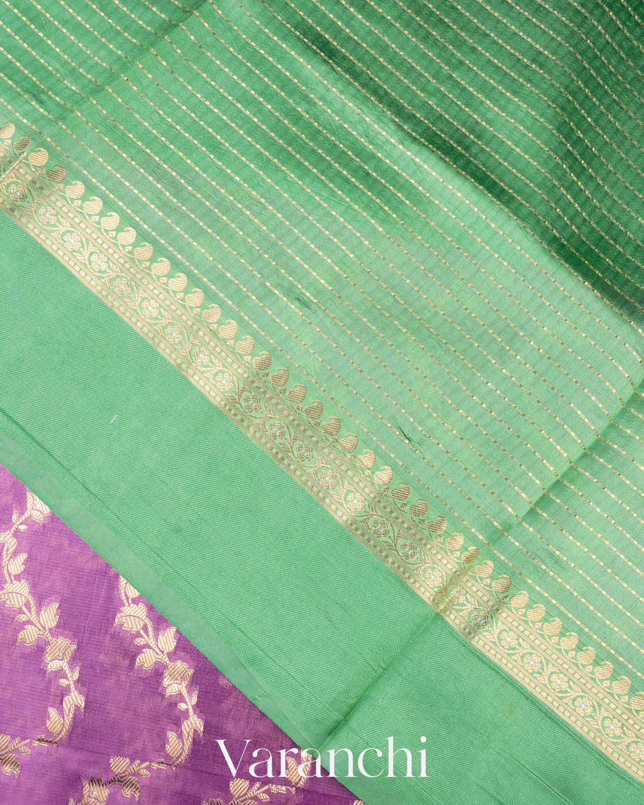 Lavender Creeper Design Pure Dupion Silk Saree