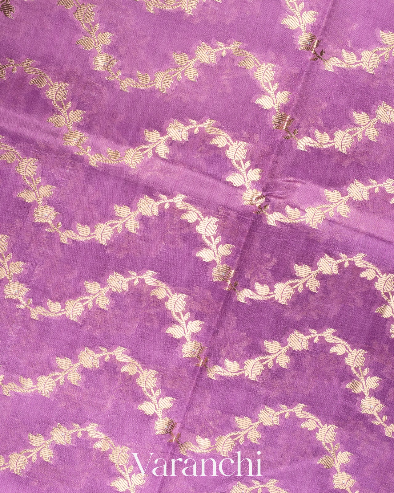 Lavender Creeper Design Pure Dupion Silk Saree